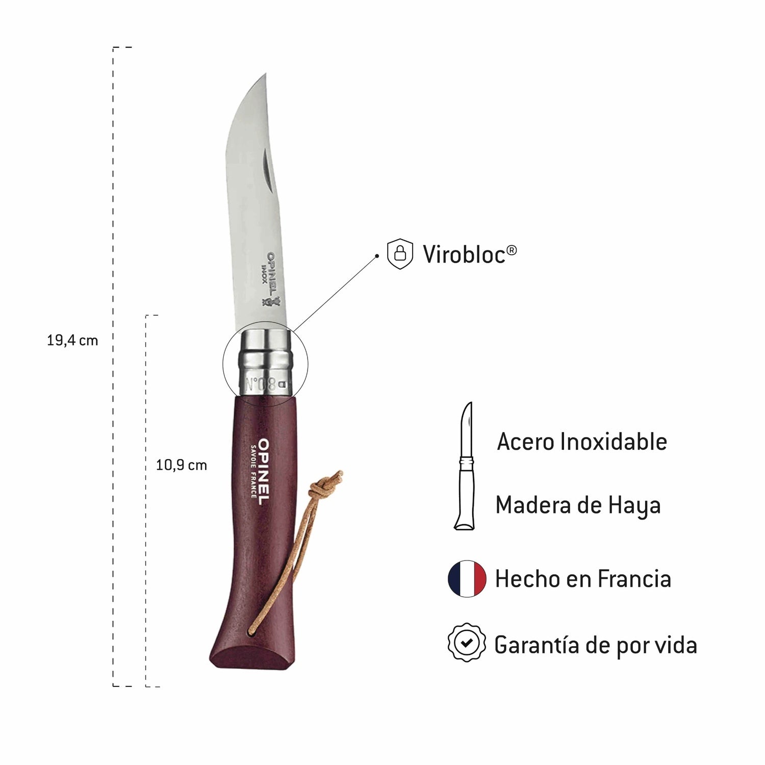 Cuchillo Opinel N°8 - Acero inoxidable - Imagen 6